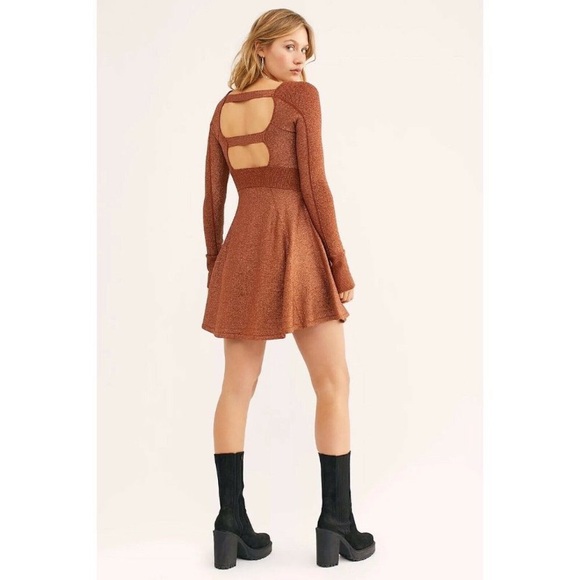 🚫SOLD🚫Free People Wildest Dreams Mini Knit Sparkle Dress in Plum NWOT - Picture 4 of 10